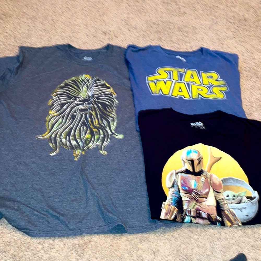 Three Star Wars T shirts mens size XL